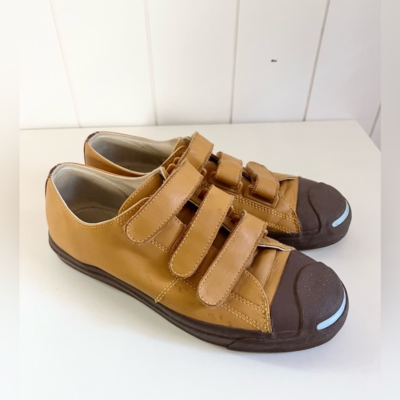 Jack Purcell Converse Leather Sneakers with straps US size 8 Gold Brown - Picture 5 of 15